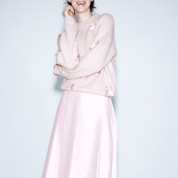 H&M Bow Appliquéd Sweater light pink NWT - Picture 4 of 7